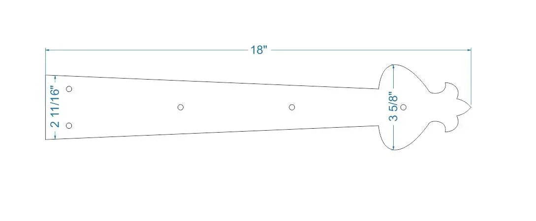 Art Nueveau Iron Garage Door Dummy Hinge Strap - Old West Iron