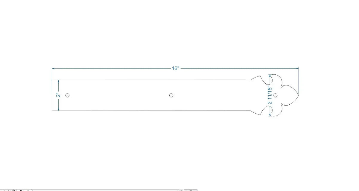British Fleur De Lis Iron Garage Door Dummy Hinge Strap - Old West Iron