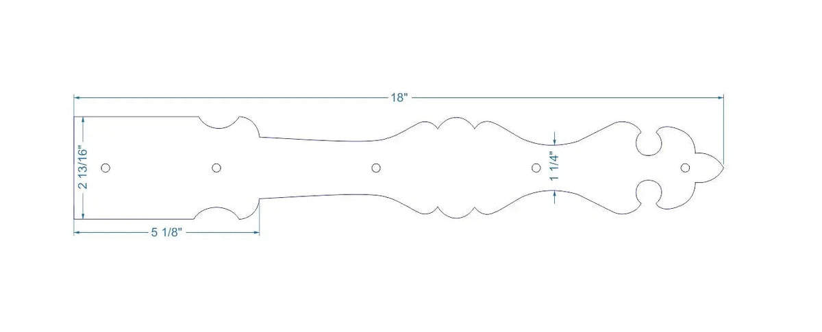 Barcelona Iron Garage Door Dummy Hinge Strap - Old West Iron