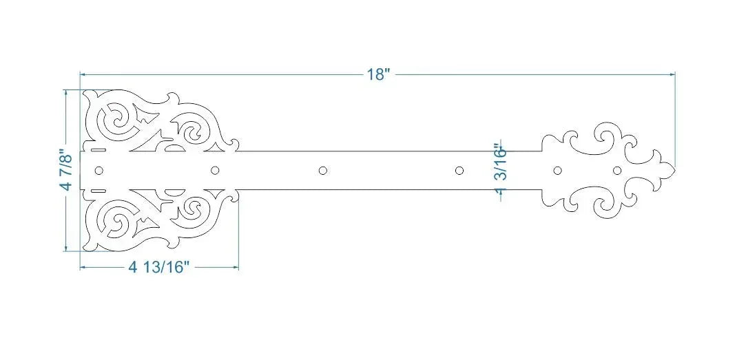 Gothic Cathedral Iron Garage Door Dummy Hinge Strap - Old West Iron