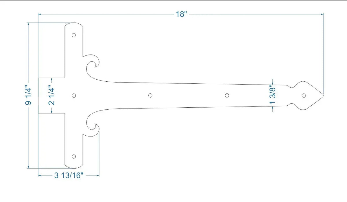 Georgian Iron Garage Door Dummy Hinge Strap - Old West Iron