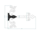 Old California Hacienda Wrought Iron Garage Door Dummy Hinge Strap - Old West Iron