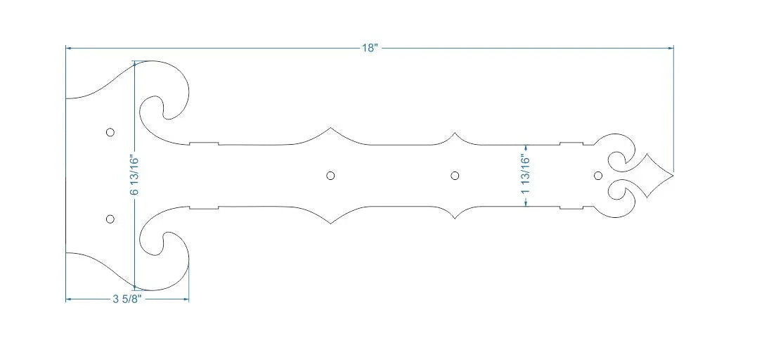Baroque Iron Garage Door Dummy Hinge Strap - Old West Iron