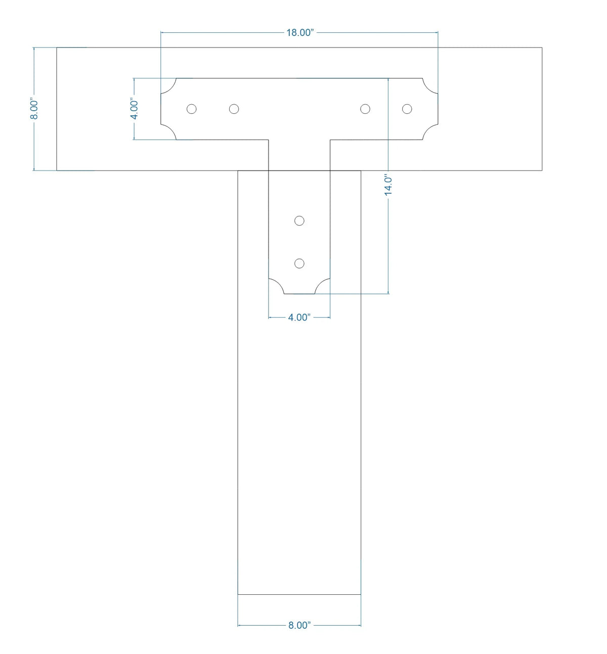 Transitional Iron T Face Plate - Old West Iron