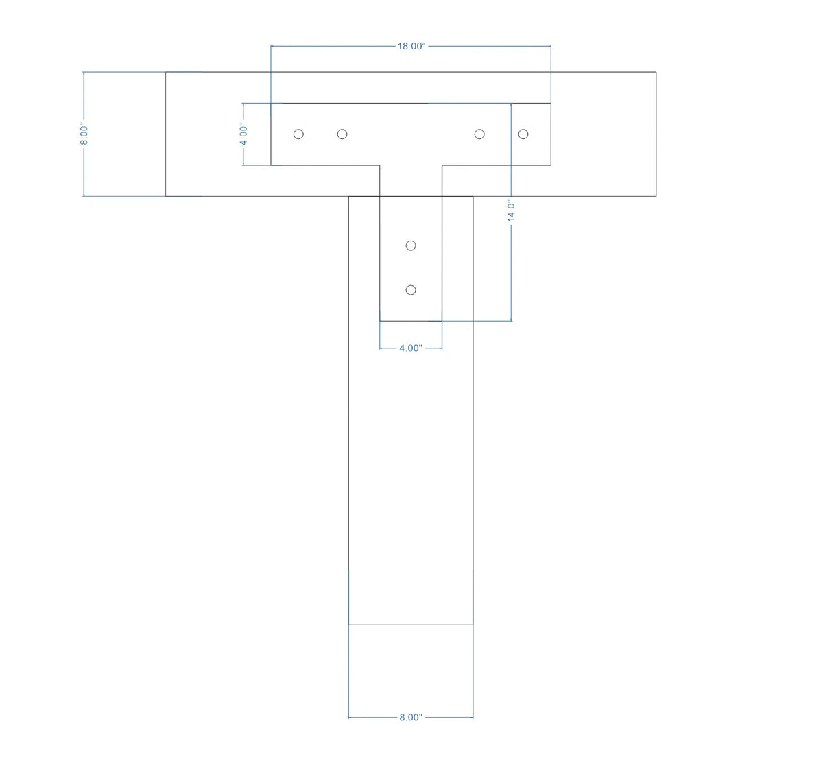 Plain Straight Iron T Face Plate - Old West Iron