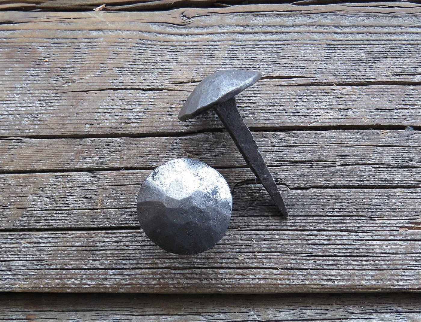 1 1/2" x 2" Hammered Round Head Clavo Spike Nail - Old West Iron