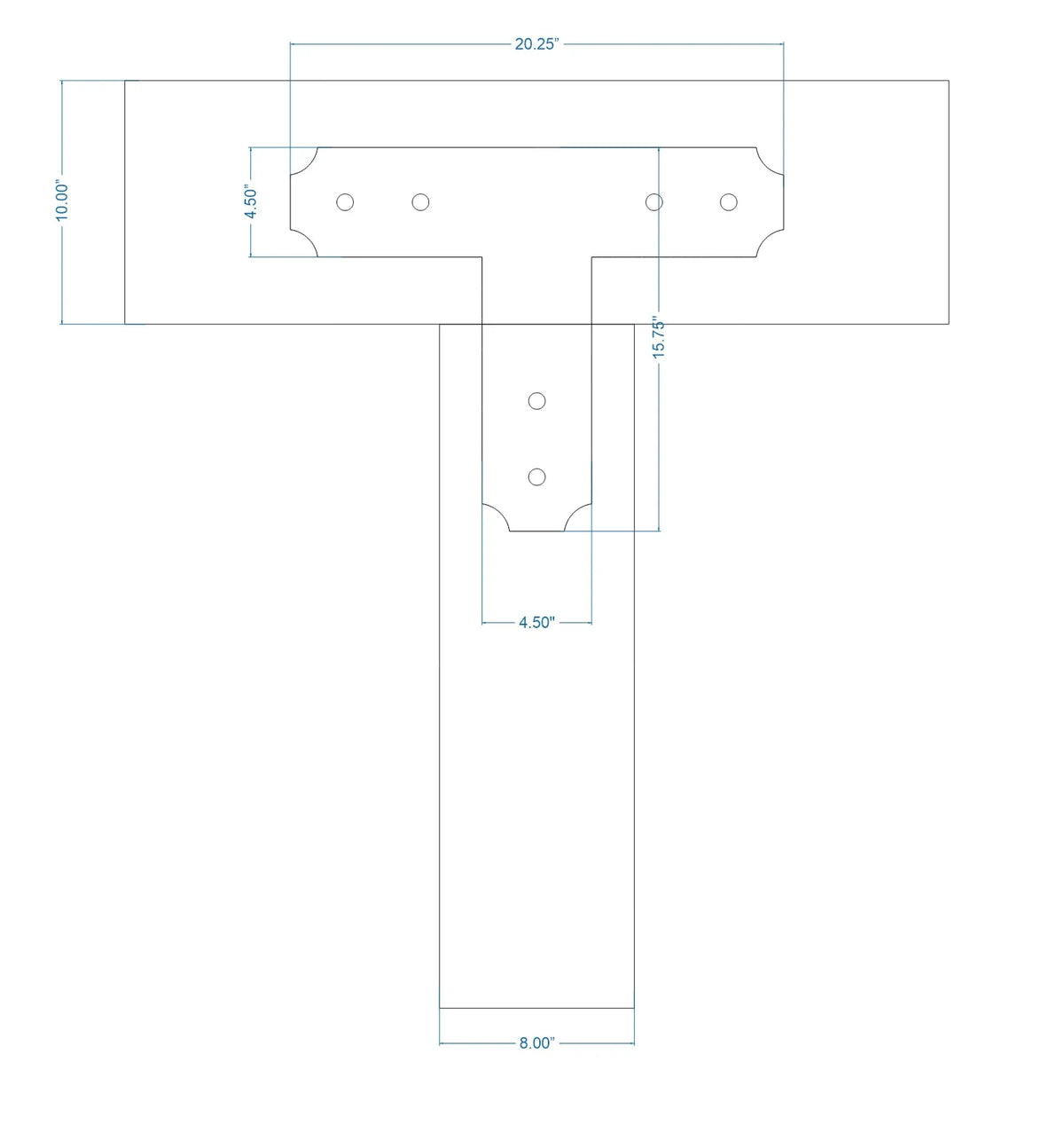 Transitional Iron T Face Plate - Old West Iron