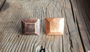 1" Square Plateau Hammered Copper Head Nail - Old West Iron