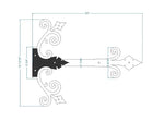 Old California Hacienda Wrought Iron Garage Door Dummy Hinge Strap - Old West Iron