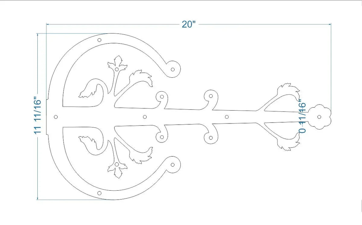 German Castle Iron Garage Door Dummy Hinge Strap - Old West Iron
