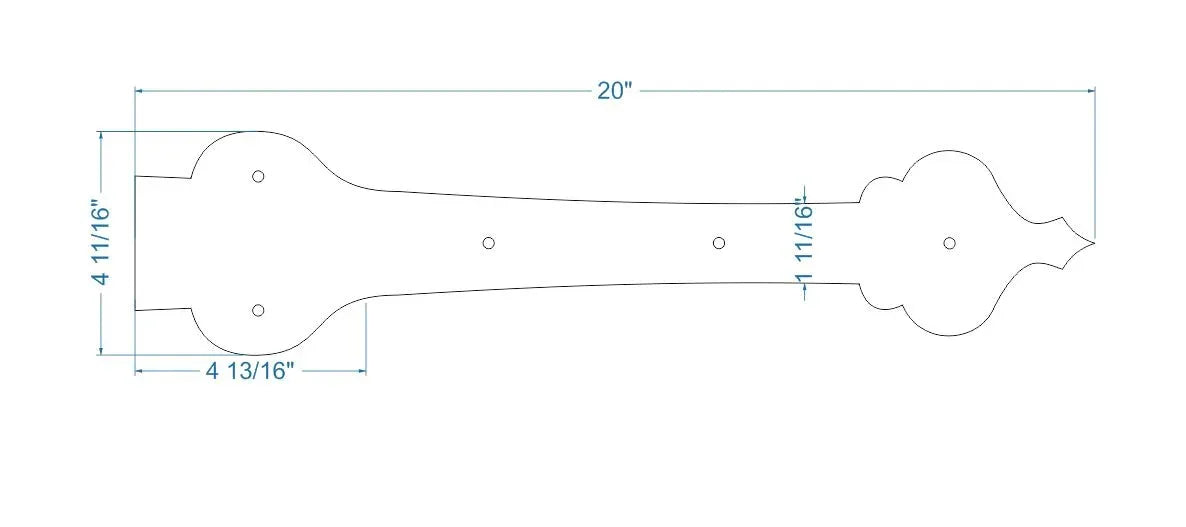 French Country Revival Iron Garage Door Dummy Hinge Strap - Old West Iron