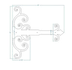 Chateauesque Iron Garage Door Dummy Hinge Strap - Old West Iron