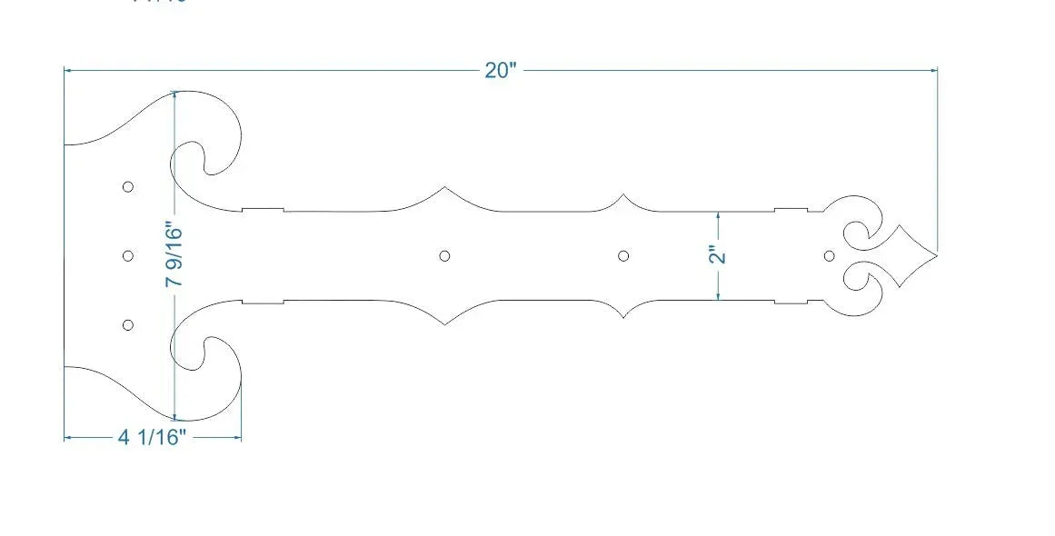 Baroque Iron Garage Door Dummy Hinge Strap - Old West Iron