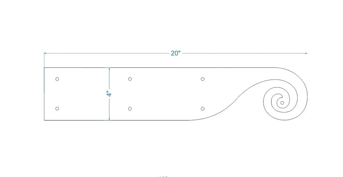 Greek Ionic Iron Garage Door Dummy Hinge Strap - Old West Iron