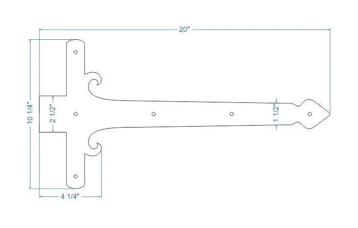 Georgian Iron Garage Door Dummy Hinge Strap - Old West Iron