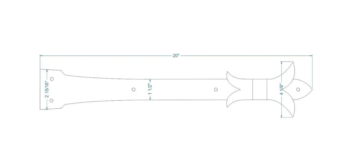 Babylonian Fleur De Lis Iron Garage Door Dummy Hinge Strap - Old West Iron