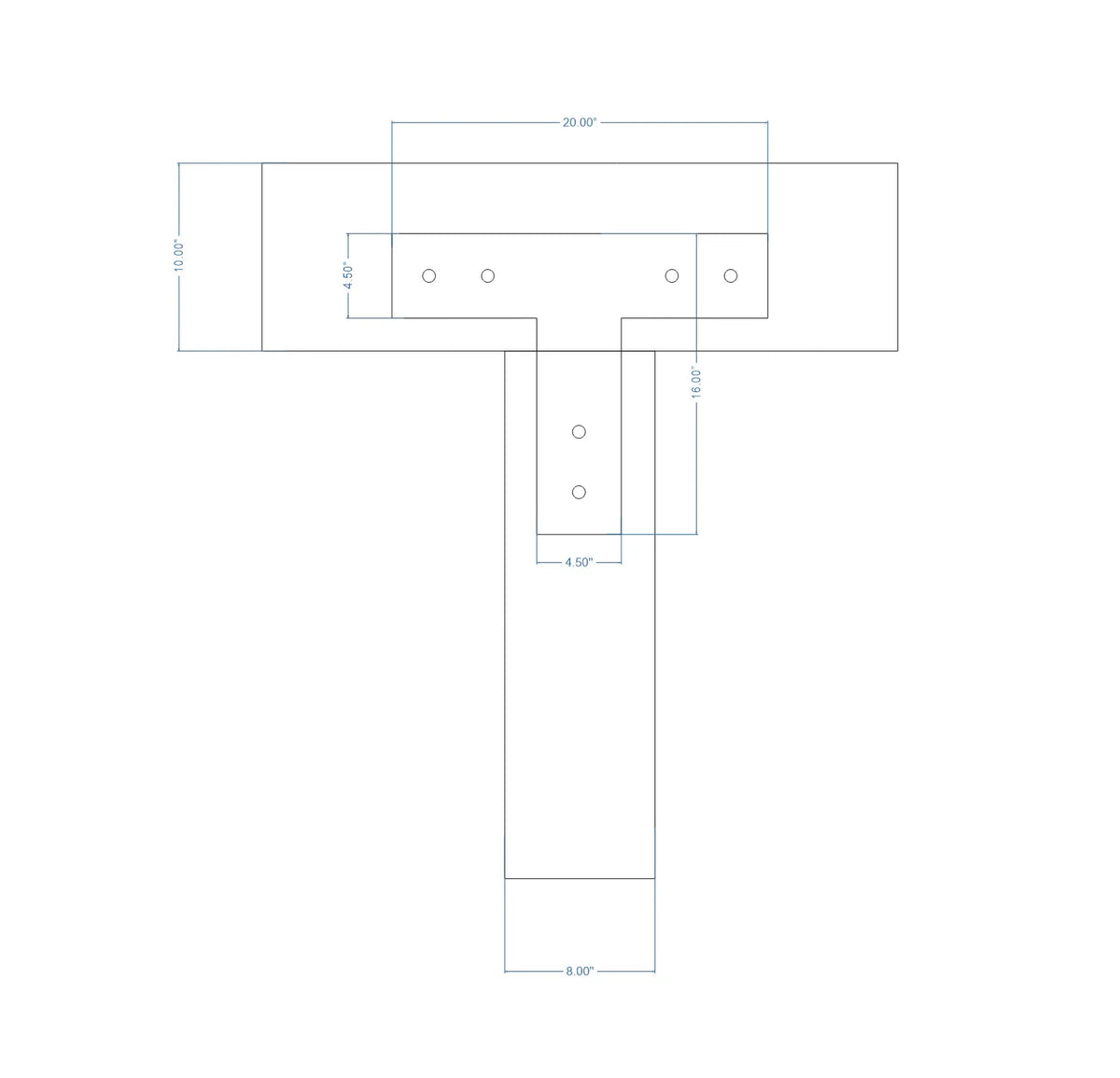 Plain Straight Iron T Face Plate - Old West Iron