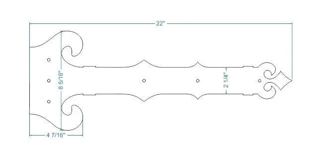 Baroque Iron Garage Door Dummy Hinge Strap - Old West Iron