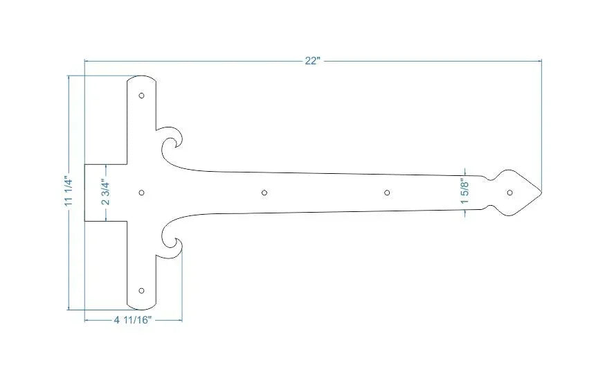Georgian Iron Garage Door Dummy Hinge Strap - Old West Iron