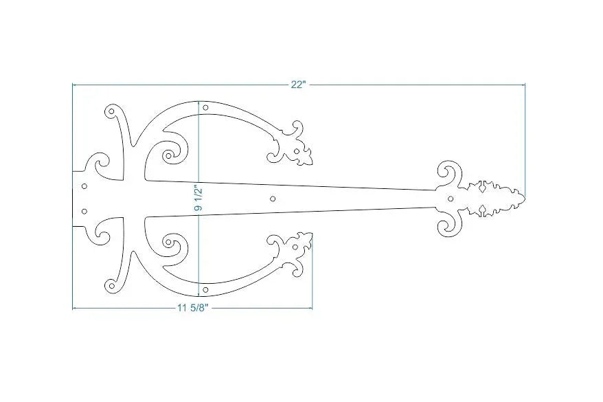 Medieval Iron Garage Door Dummy Hinge Strap - Old West Iron
