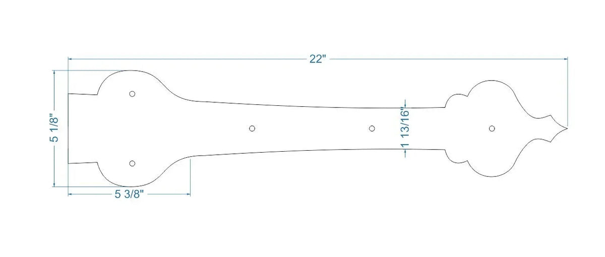 French Country Revival Iron Garage Door Dummy Hinge Strap - Old West Iron