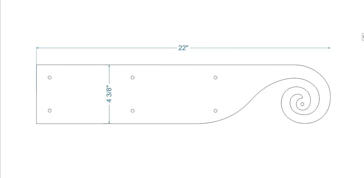 Greek Ionic Iron Garage Door Dummy Hinge Strap - Old West Iron