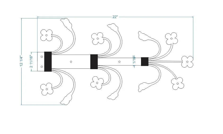 XL 14th Century Wrought Iron Faux Hinge Strap - Old West Iron