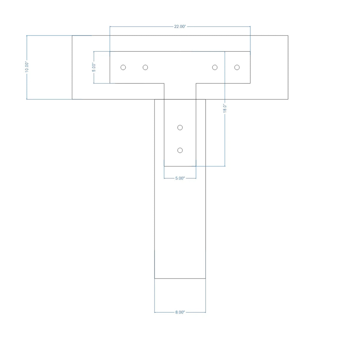 Plain Straight Iron T Face Plate - Old West Iron
