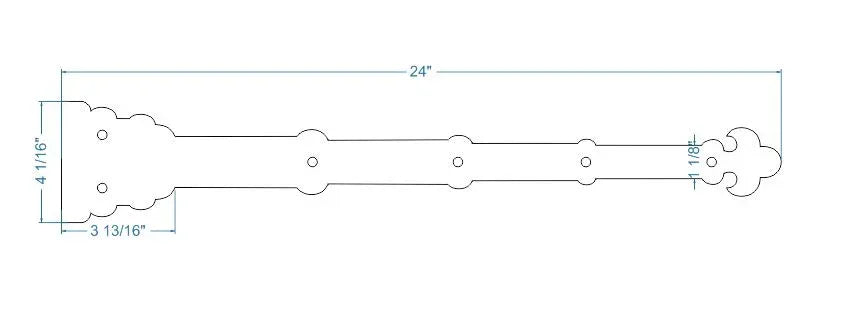 Moorish Revival Wrought Iron Garage Door Dummy Hinge Strap - Old West Iron