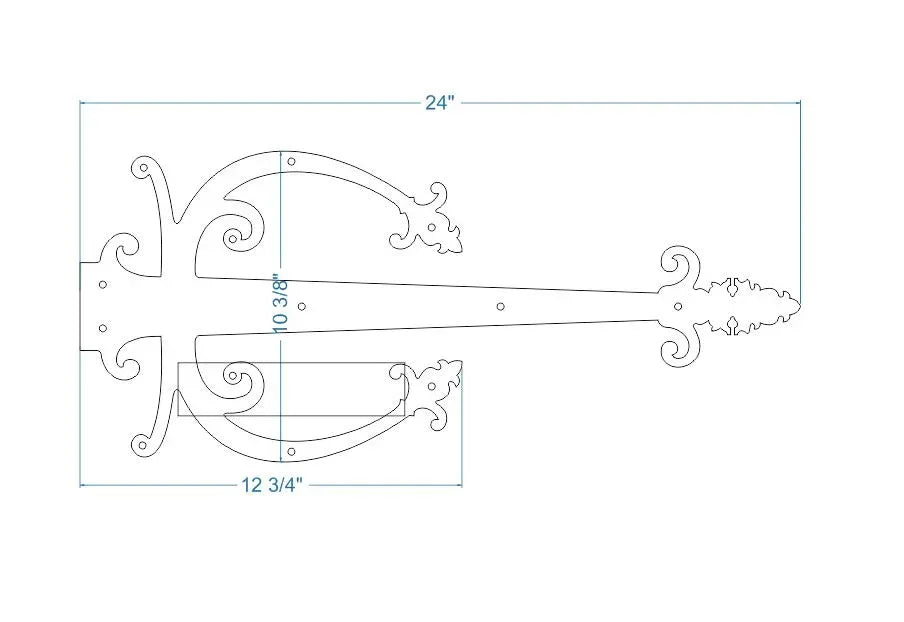 Medieval Iron Garage Door Dummy Hinge Strap - Old West Iron