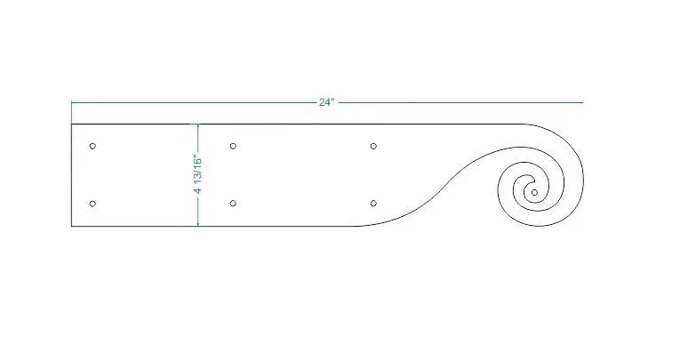 Greek Ionic Iron Garage Door Dummy Hinge Strap - Old West Iron