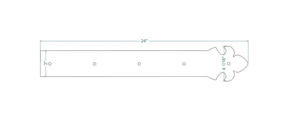 British Fleur De Lis Iron Garage Door Dummy Hinge Strap - Old West Iron