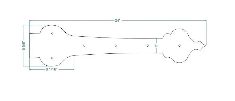 French Country Revival Iron Garage Door Dummy Hinge Strap - Old West Iron