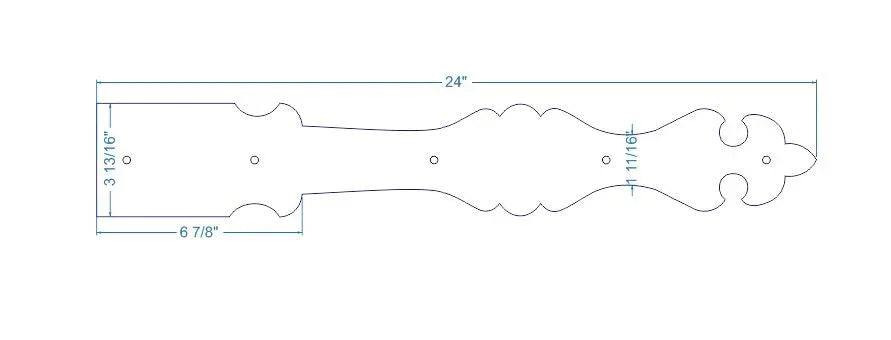 Barcelona Iron Garage Door Dummy Hinge Strap - Old West Iron