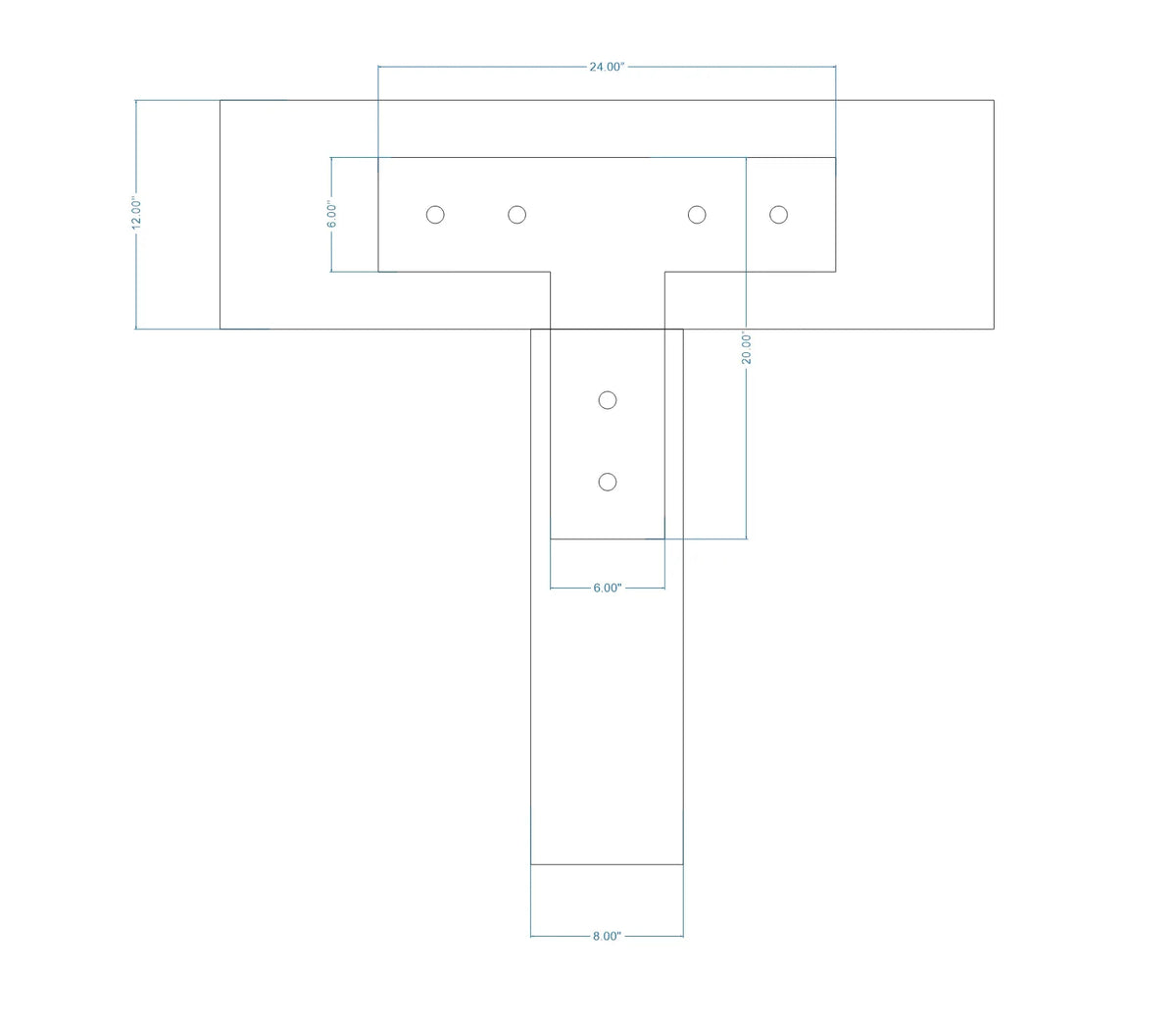 Plain Straight Iron T Face Plate - Old West Iron