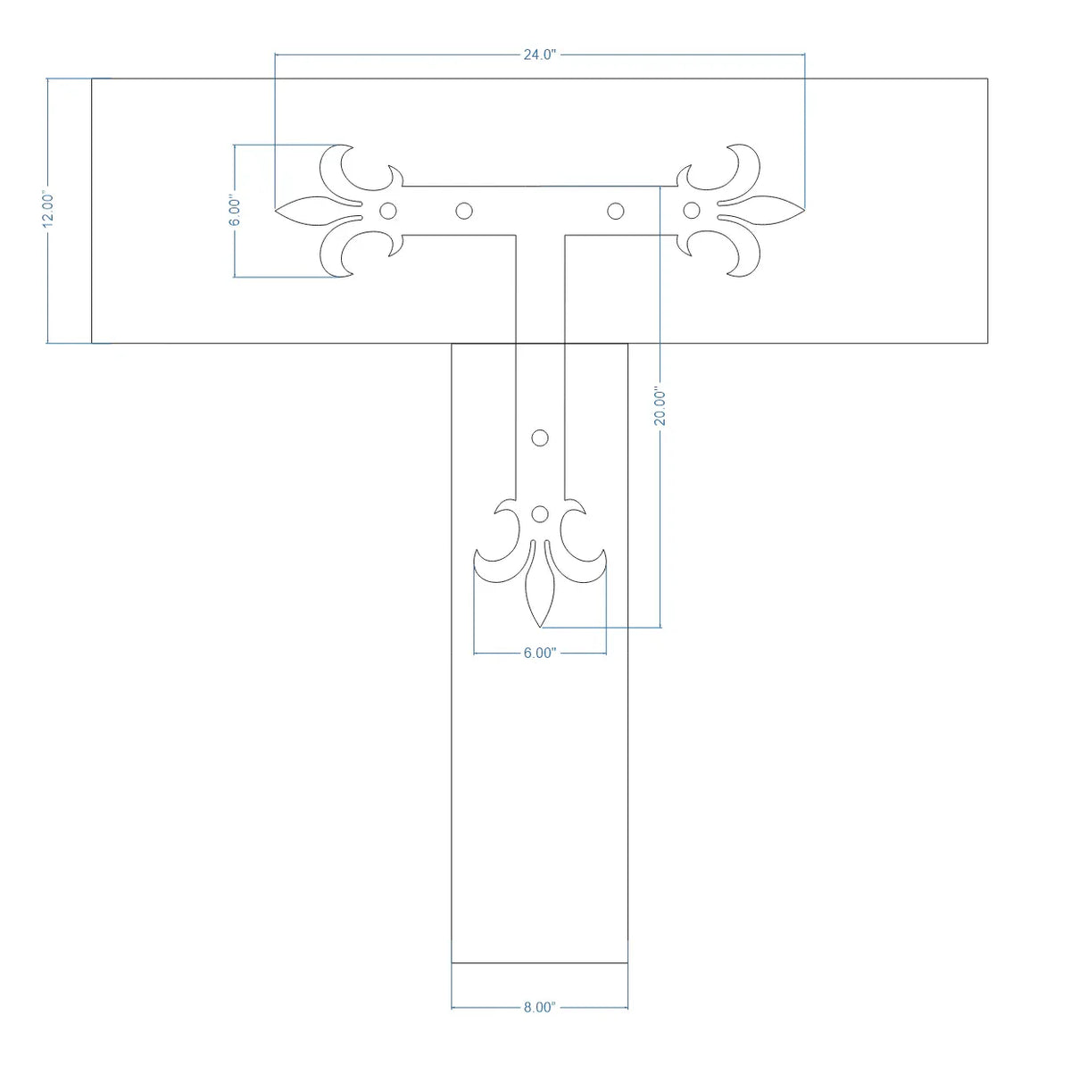 Egyptian Fleur De Lis Iron T Face Plate - Old West Iron