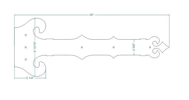 Baroque Iron Garage Door Dummy Hinge Strap - Old West Iron