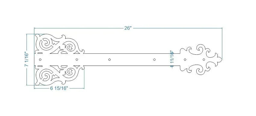 Gothic Cathedral Iron Garage Door Dummy Hinge Strap - Old West Iron