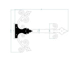 Old California Hacienda Wrought Iron Garage Door Dummy Hinge Strap - Old West Iron