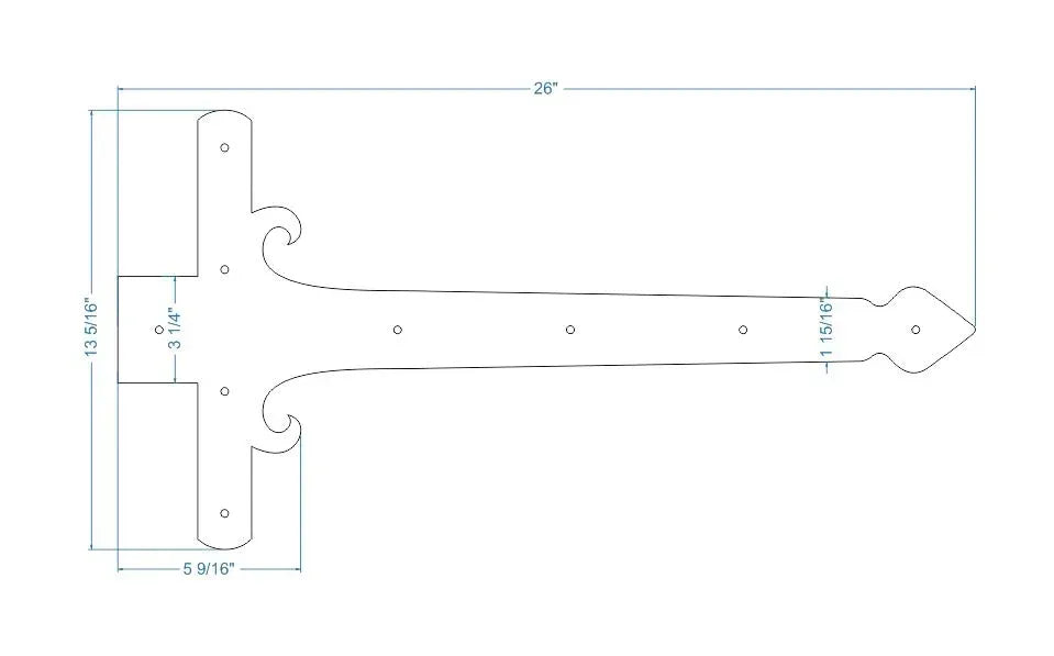 Georgian Iron Garage Door Dummy Hinge Strap - Old West Iron