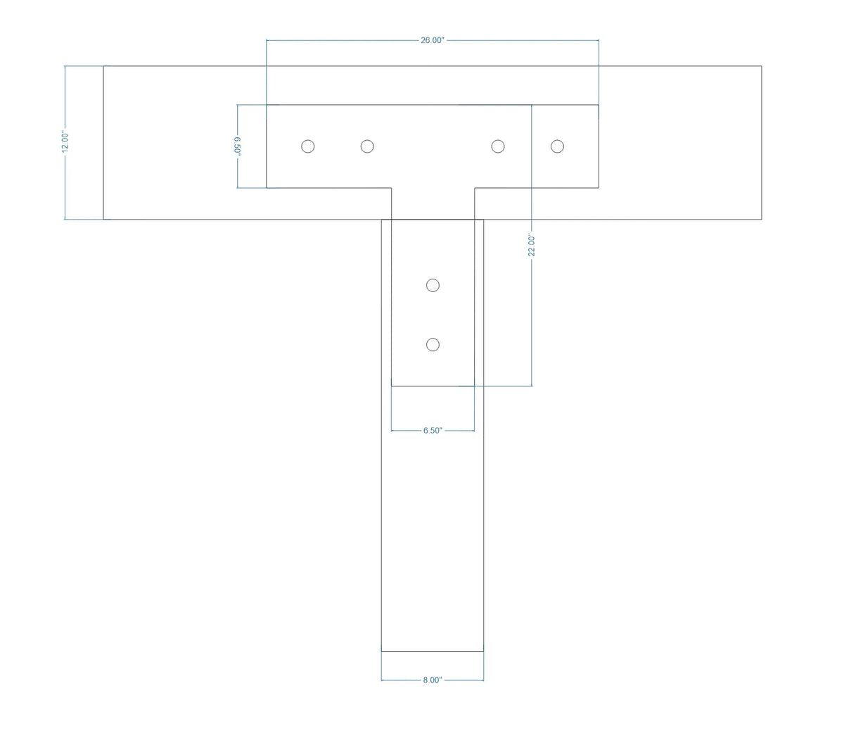 Plain Straight Iron T Face Plate - Old West Iron