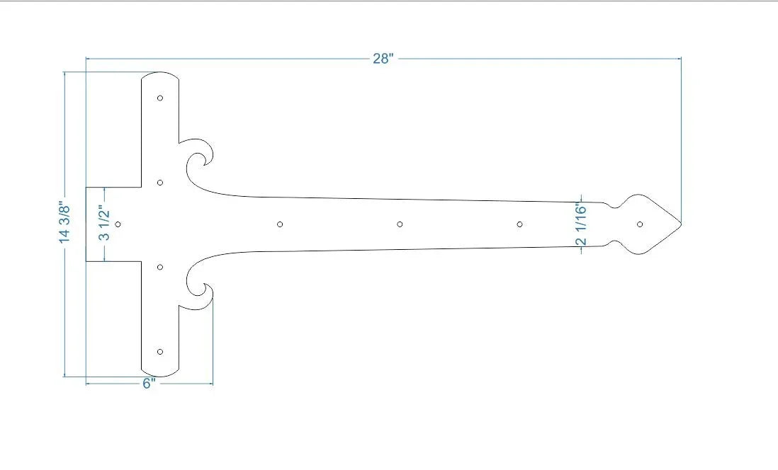Georgian Iron Garage Door Dummy Hinge Strap - Old West Iron