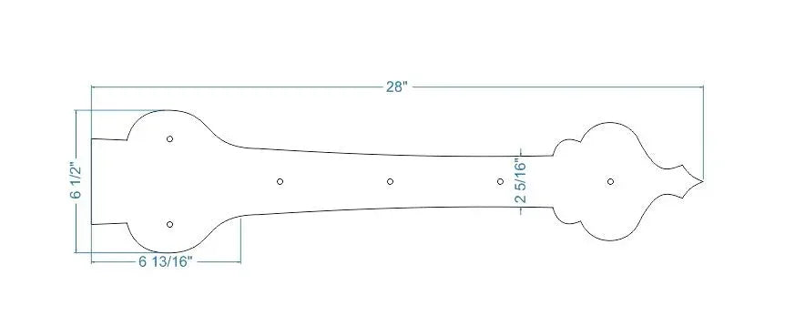 French Country Revival Iron Garage Door Dummy Hinge Strap - Old West Iron