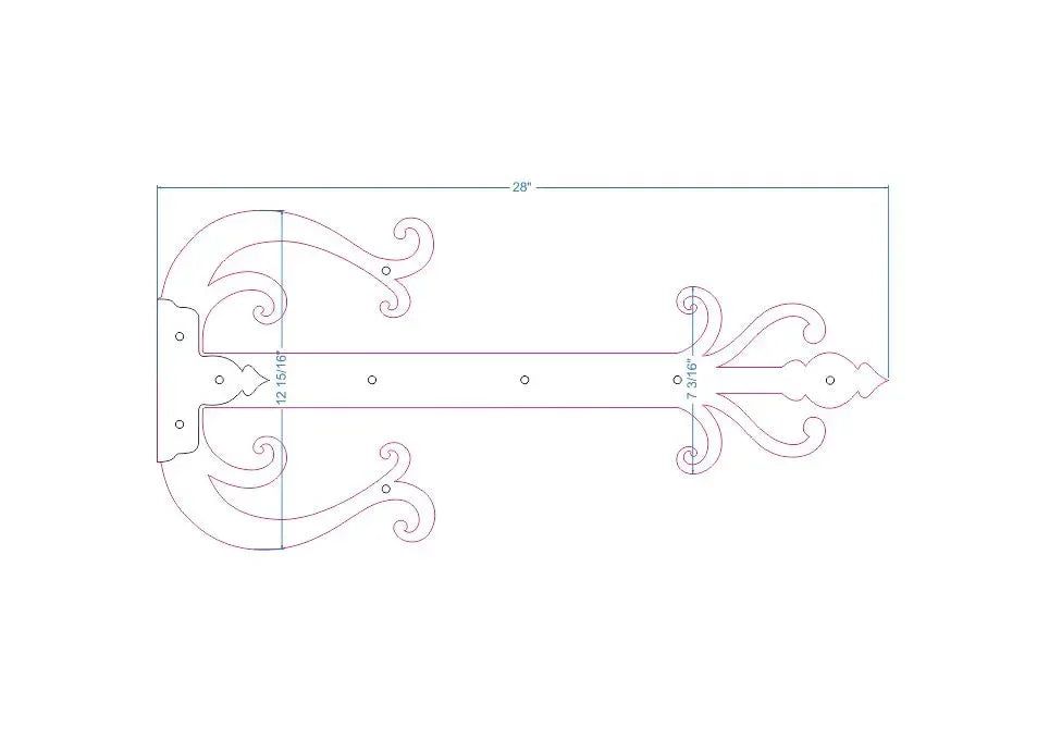 Celtic Iron Garage Door Dummy Hinge Strap - Old West Iron
