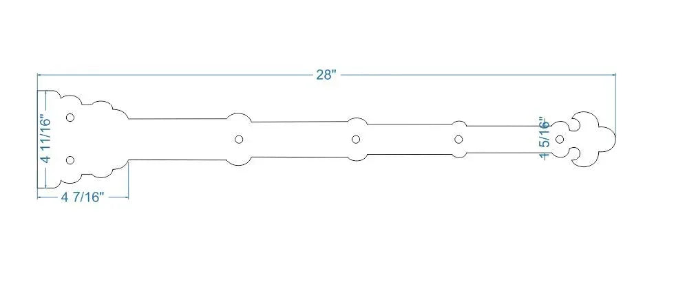 Moorish Revival Wrought Iron Garage Door Dummy Hinge Strap - Old West Iron