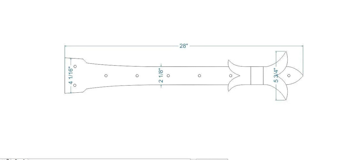 Babylonian Fleur De Lis Iron Garage Door Dummy Hinge Strap - Old West Iron