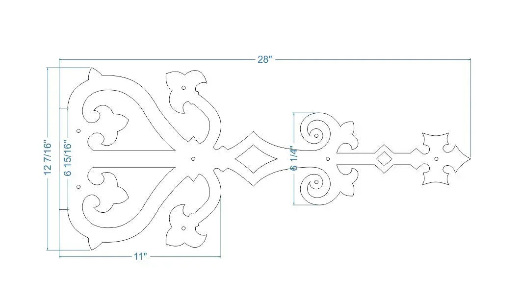 Medieval Reconquista Iron Garage Door Dummy Hinge Strap - Old West Iron