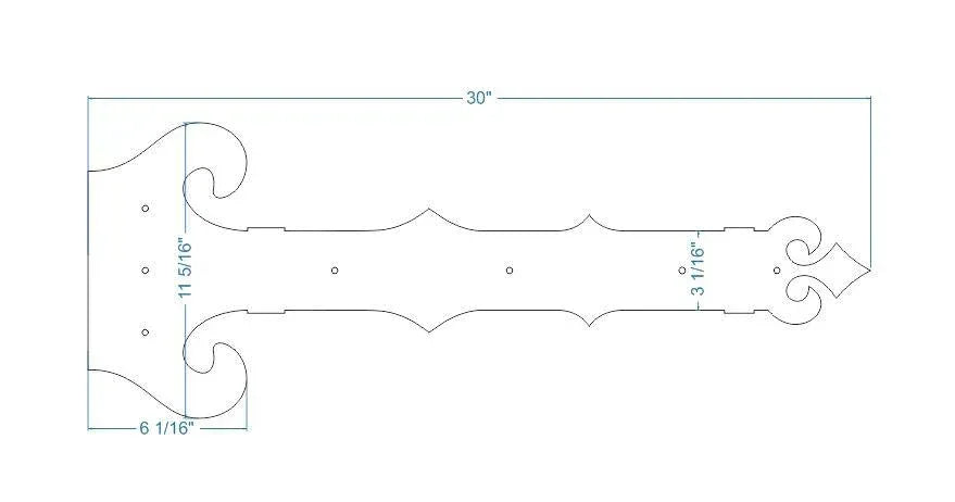 Baroque Iron Garage Door Dummy Hinge Strap - Old West Iron