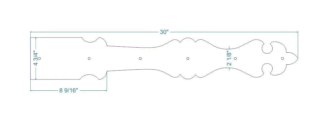 Barcelona Iron Garage Door Dummy Hinge Strap - Old West Iron