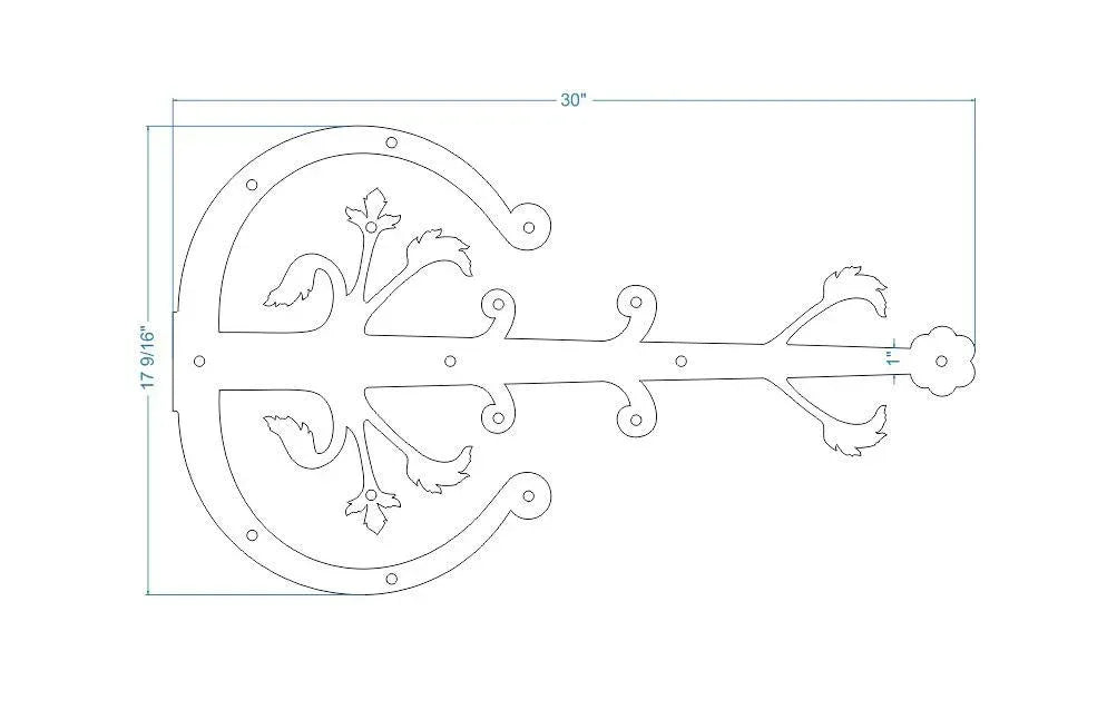 German Castle Iron Garage Door Dummy Hinge Strap - Old West Iron